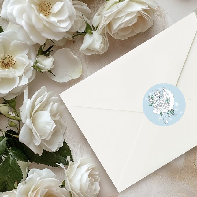 Adesivo Dragão Branco Flocos de Neve Azul (Criador carregado)