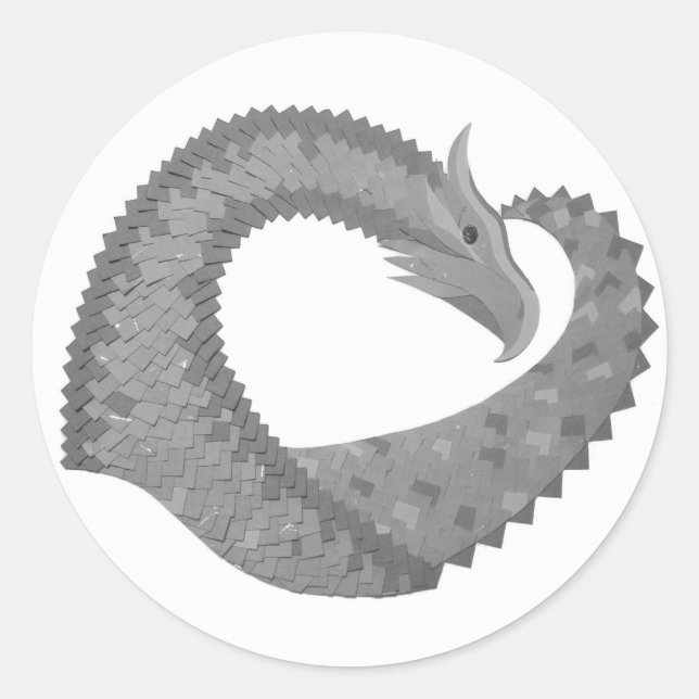 Adesivo Dragão cardíaco de cinza em branco (Frente)