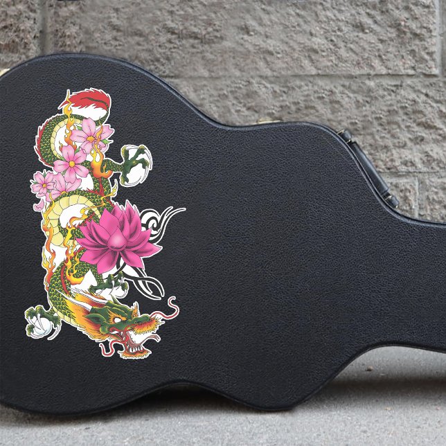 Adesivo Dragão chinês Lotus Cherry Blossoms (Criador carregado)