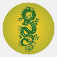 Dragão Chinês Verde e Amarelo Tribal