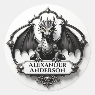 Adesivo Dragão Cinza com Olhos Amarelos Personalize