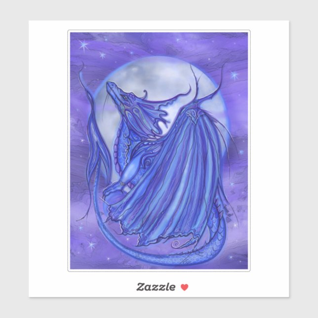 Adesivo Dragão-claro-lua com lua por Renee Lavoie (Folha)