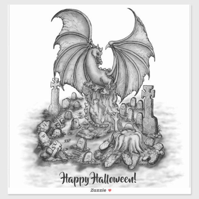 Adesivo Dragão com Zombie (Folha)