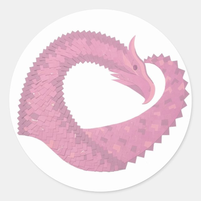 Adesivo Dragão cor-de-rosa em branco (Frente)