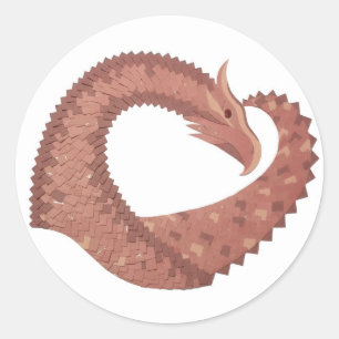 Adesivo Dragão-coração castanho em branco