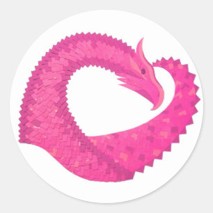 Adesivo Dragão-coração rosa-quente em branco