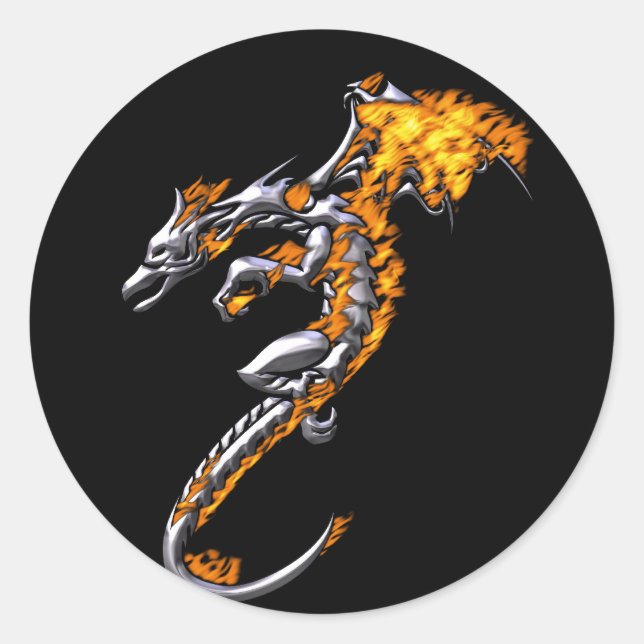 Adesivo Dragão Cromo com Chamas (Frente)