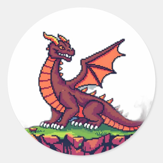 Adesivo Dragão da Vintage da Pixel Art (Frente)