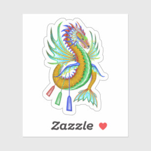 Adesivo Dragão de Água Dourado e Verde