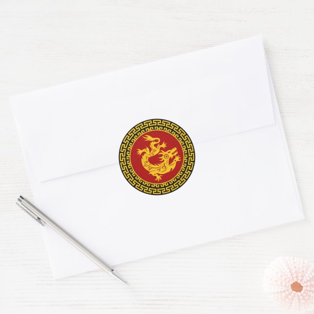 Adesivo Dragão de Ano Novo Chinês Ornamental (Envelope)