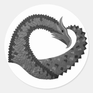 Adesivo Dragão de coração negro em branco
