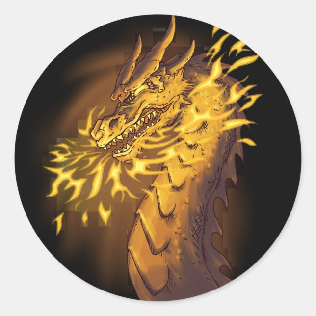 Adesivo Dragão de Fogo Dourado (Frente)