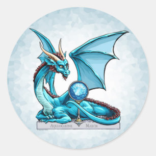 Adesivo Dragão de março Birthstone: Água-marinha
