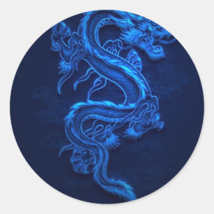 ADESIVO DRAGÃO DE NÉON JAPONÊS AZUL