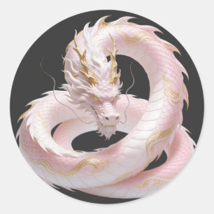 Adesivo Dragão de Ouro Branco com Design de Fantasia Artís