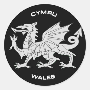 Adesivo Dragão de Wales (Cymru) em preto e no cinza