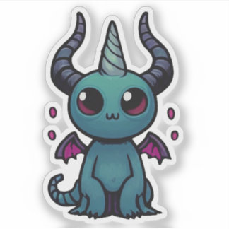 Adesivo Dragão Demônio Bebê Fofo - Fantasia Kawaii