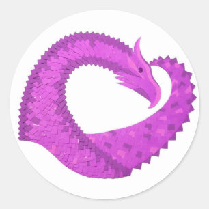 Adesivo Dragão do coração roxo brilhante em branco