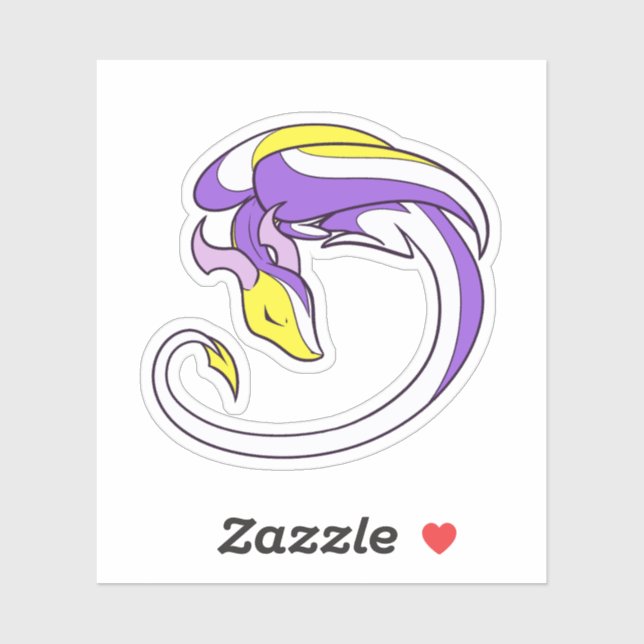 Adesivo Dragão do Orgulho Não Binário (Folha)