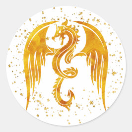 Adesivo Dragão Dourado Nas Estrelas