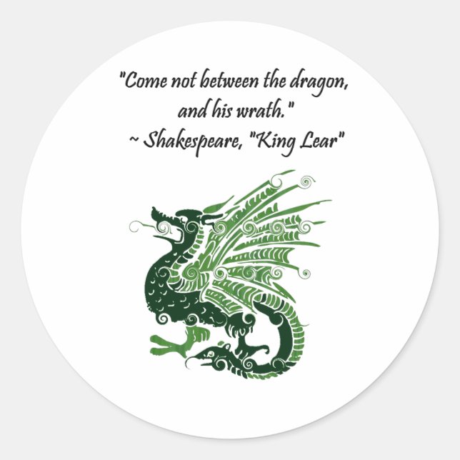 Adesivo Dragão e Sua Fúria Shakespeare King Lear Cartoon (Frente)