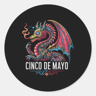 Adesivo Dragão Engraçado Cinco De Mayo Crânio De Açúcar Fl