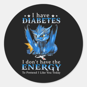 Adesivo Dragão Eu tenho diabetes Eu não tenho energia para