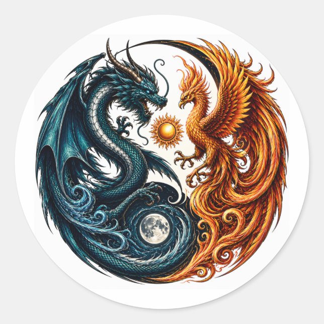 Adesivo Dragão & Fênix Yin Yang (Frente)