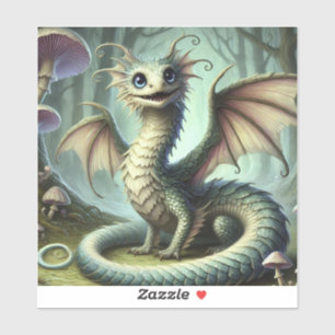 Adesivo Dragão Jabberwocky Fofo Arte de Criatura de Fantas