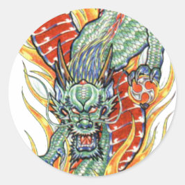 Adesivo Dragão japonês e Flor de Lotus