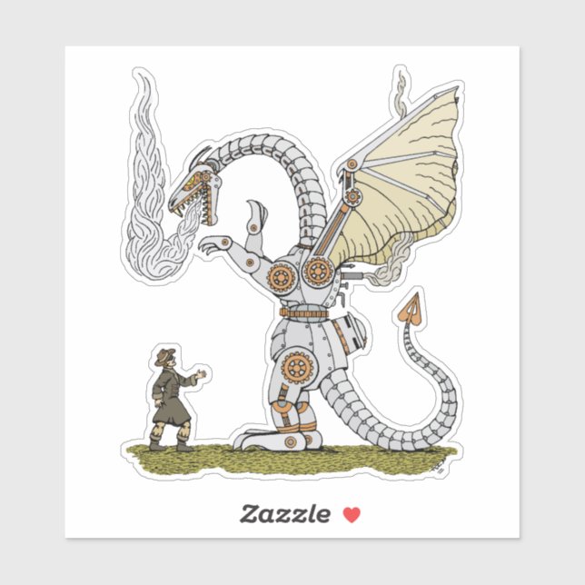 Adesivo Dragão Mecânico (Folha)