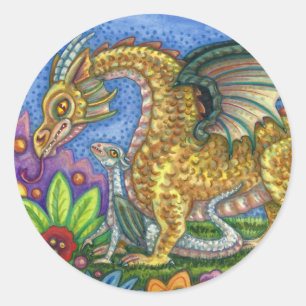 ADESIVO DRAGÃO MEDIEVAL E JARDIM DE ARTE PASTA COLORIDO 