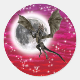 Adesivo Dragão Negro - Criatura Fantástica Mítica Céu Verm