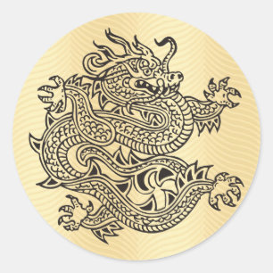 Adesivo Dragão ornamentado dourado