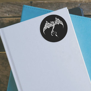 Adesivo Dragão Tribal Celta em Entrelaçamento Preto Branco