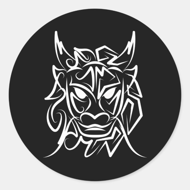Adesivo Dragão Tribal Negro e Branco (Frente)