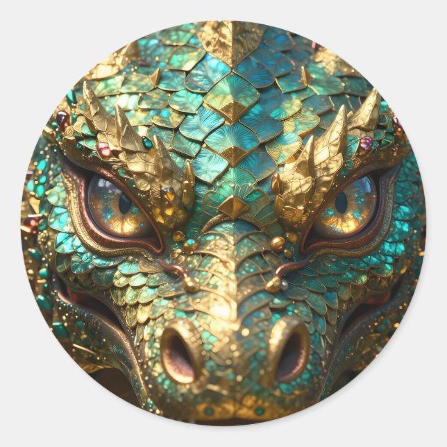 Adesivo Dragão Turquesa e Dourado (Frente)