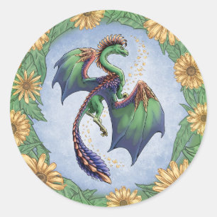 Adesivo Dragão Verde da Arte Fantástica de Verão