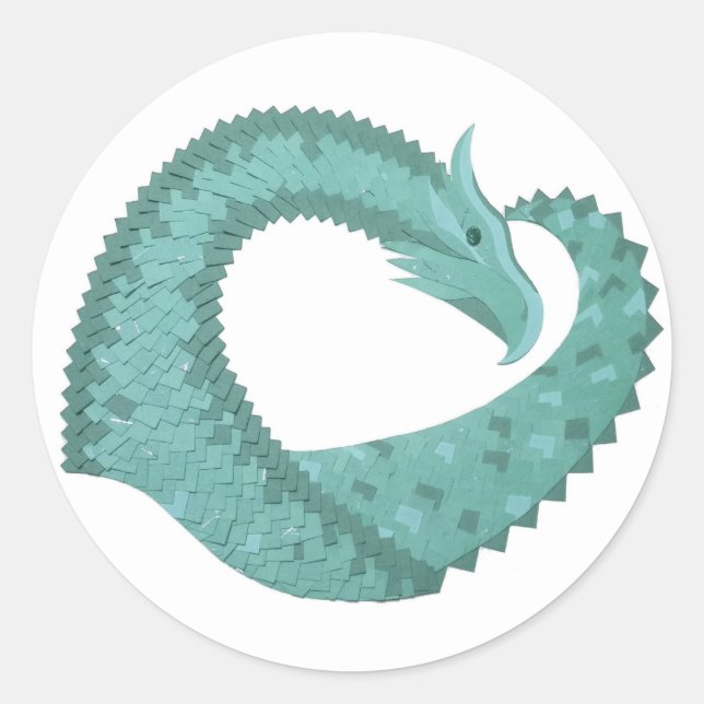 Adesivo Dragão verde-sábado em branco (Frente)