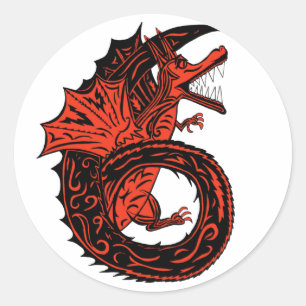 Adesivo Dragão Vermelho e Negro Marcado Número 6 Seis