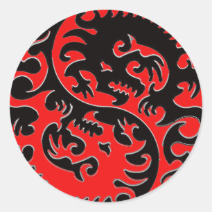 Adesivo Dragão vermelho e preto de Yin Yang