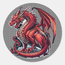 Dragão Vermelho Fiery Em Placa De Diamante De Meta