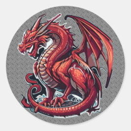 Adesivo Dragão Vermelho Fiery Em Placa De Diamante De Meta