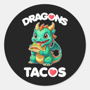Adesivo Dragões Amam Tacos Fofo Cinco De Maio Comida Mexic