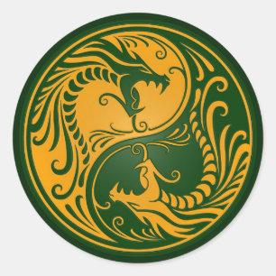Adesivo Dragões amarelos e verdes de Yin Yang