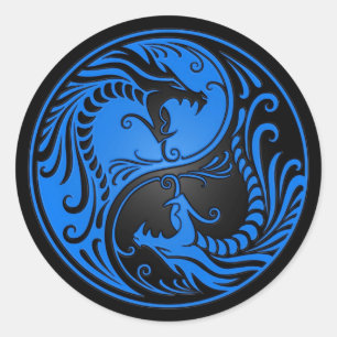 Adesivo Dragões azuis e pretos de Yin Yang