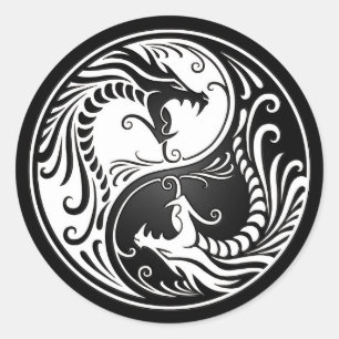 Adesivo Dragões brancos e pretos de Yin Yang