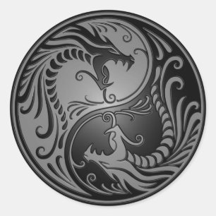Adesivo Dragões, cinza e preto de Yin Yang