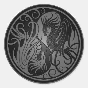 Adesivo Dragões de Yin Yang do vôo - obscuridade