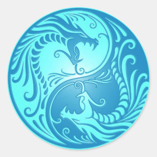 Adesivo Dragões de Yin Yang, luz - azul